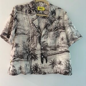 Duvin Women's Tropical Print Shirt - Black and White